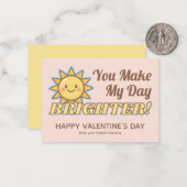 You Make My Day Brighter Kids Valentine's Notitiekaartje (Voorkant / Achterkant in situ)
