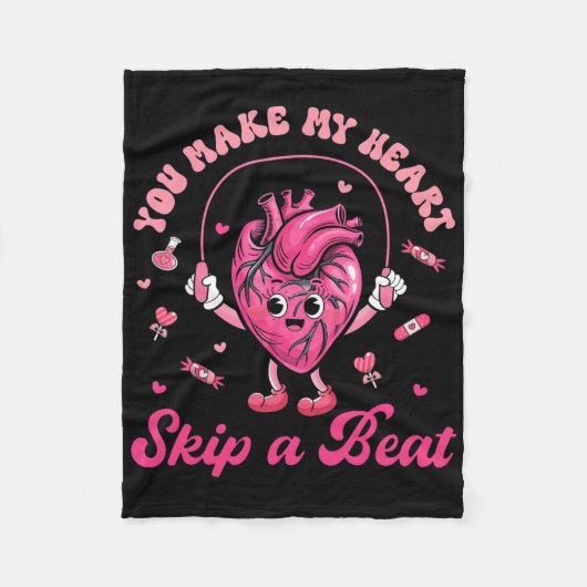 You Make My Heart Fun Skip On A Beat Cardiac Nurse Fleece Deken (Voorkant)