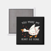 You Make My Heart Go Honk Funny Goose Valentine Magneet (Voorkant / Achterkant)