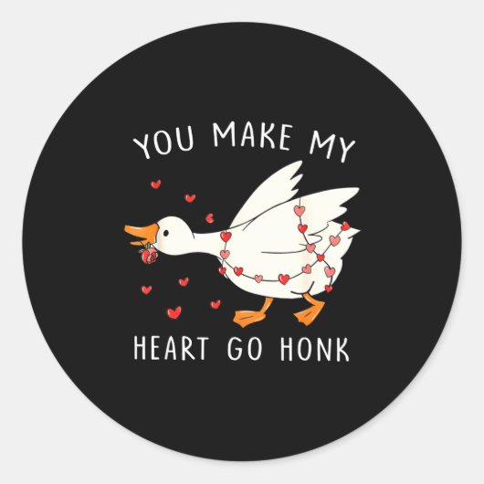 You Make My Heart Go Honk Funny Goose Valentine  Ronde Sticker (Voorkant)