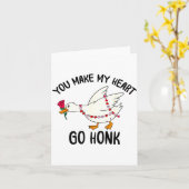 You Make My Heart Go Honk Funny Goose Valentine Sa Kaart (Gele Bloem)