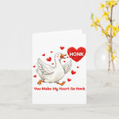 You Make My Heart Go Honk Funny Goose Valentine Sa Kaart (Gele Bloem)
