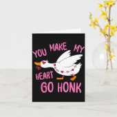 You Make My Heart Go Honk Funny Goose Valentine Sa Kaart (Gele Bloem)