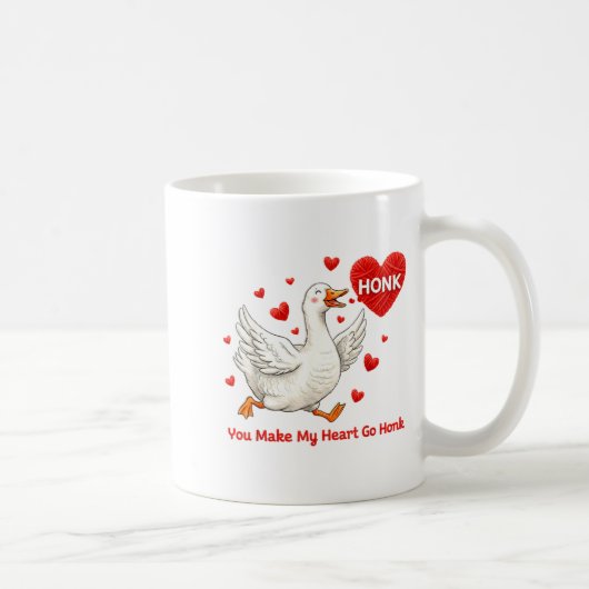 You Make My Heart Go Honk Funny Goose Valentine Sa Koffiemok (Rechts)