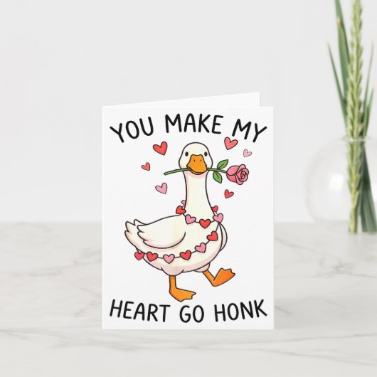 You Make My Heart Go Honk Valentine Goose Preppy Kaart (Voorkant)