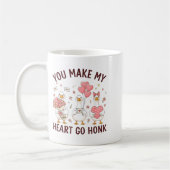 You Make My Heart Go Honk Valentine Goose Preppy  Koffiemok (Links)