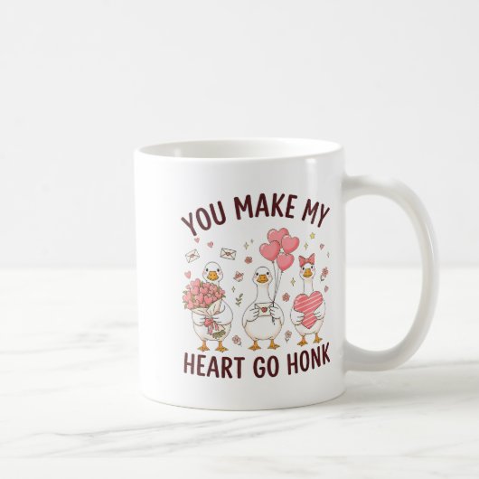 You Make My Heart Go Honk Valentine Goose Preppy  Koffiemok (Rechts)