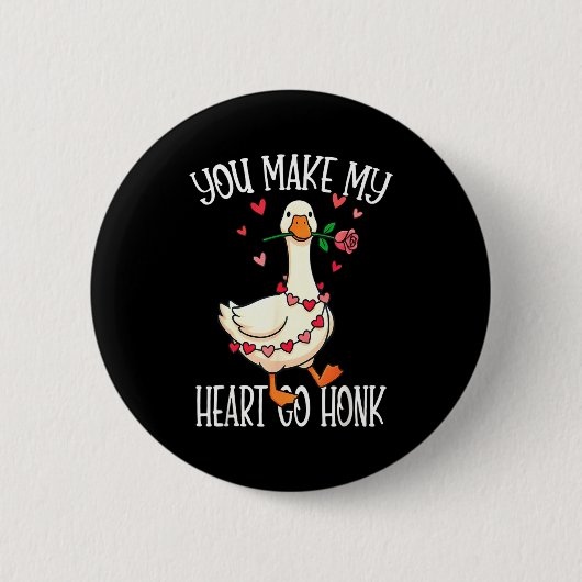 You Make My Heart Go Honk Valentine Goose  Ronde Button 5,7 Cm (Voorkant)