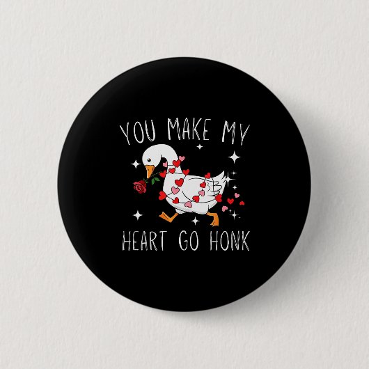 You Make My Heart Go Honk Valentine Goose  Ronde Button 5,7 Cm (Voorkant)