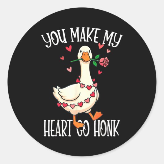 You Make My Heart Go Honk Valentine Goose  Ronde Sticker (Voorkant)