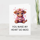 You Make My Heart Go Moo Funny Valentines  Day Kaart (Voorkant)