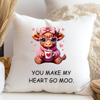 You Make My Heart Go Moo Funny Valentines  Day Kussen