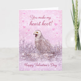 You Make My Heart Hoot: Snowy Owl Valentine’s Day Feestdagen Kaart