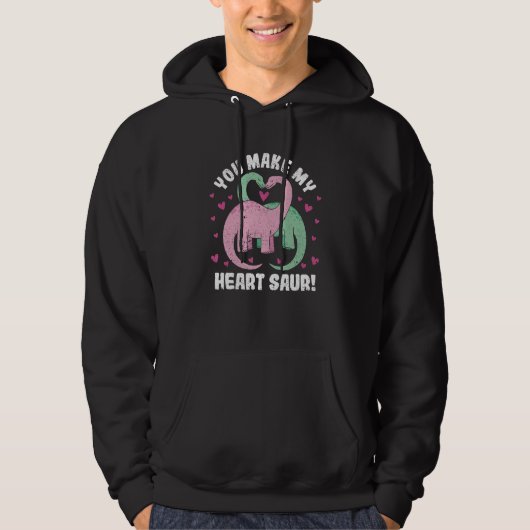You Make My Heart Saur Cute Dinosaur Valentine's D Hoodie (Voorkant)