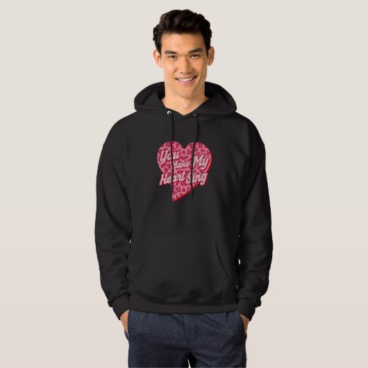 You Make My Heart Sing Western Leopard Valentine's Hoodie (Voorkant volledig)