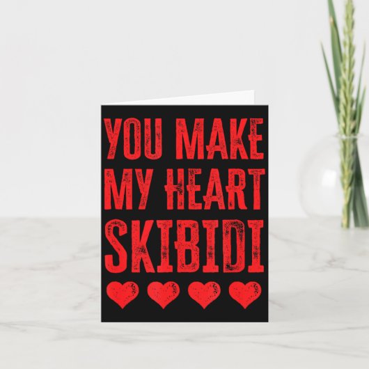 You Make My Heart Skibidi Funny Valentine Day Kids Kaart (Voorkant)