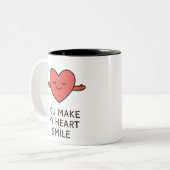 "YOU MAKE MY HEART SMILE" Cute Graphic Mug Tweekleurige Koffiemok (Voorkant links)