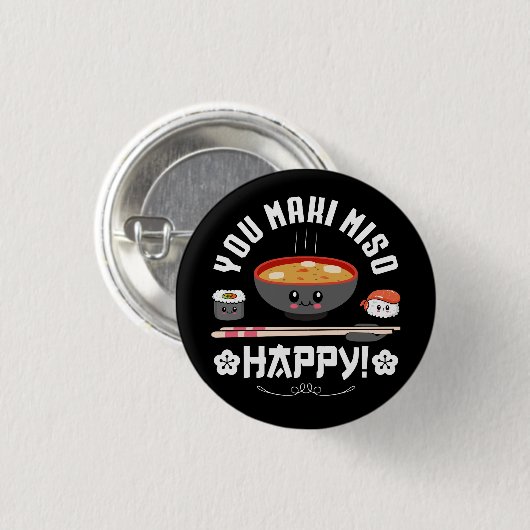 You Maki Miso Happy - Japanse noedels Schattige Ka Ronde Button 3,2 Cm (Voorkant /achterkant)
