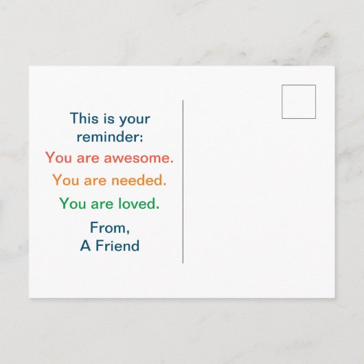 You Matter Anonymous "Secret Sender" Postcard Briefkaart (Achterkant)