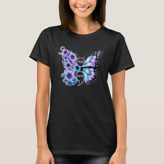 You Matter Butterfly Sunflower Suicide Prevention T-shirt (Voorkant)
