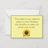 You Matter met Zonnebloem en bemoedigende boodscha Notitiekaartje (Achterkant)