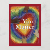 You Matter Rainbow Hearts and Hands Art Briefkaart (Voorkant)