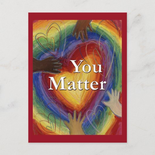You Matter Rainbow Hearts and Hands Art Briefkaart (Voorkant)