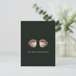 You, Me And A Cup Of Tea Quote And Illustration Briefkaart