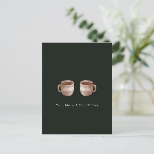You, Me And A Cup Of Tea Quote And Illustration Briefkaart (Staand voorkant)
