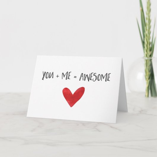 You + Me = Awesome | Love Note Feestdagen Kaart (Voorkant)