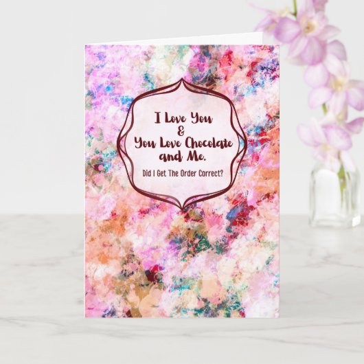You, Me & Chocolate – Funny Anniversary  Kaart (Orchidee)