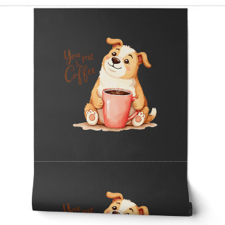 You & me Coffee - Schattige Corgi & Gezellige Brou Behang