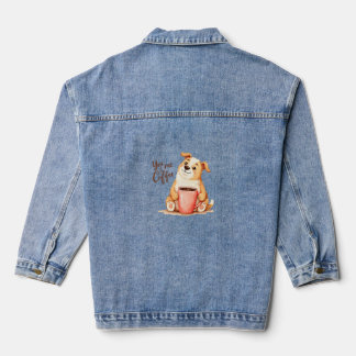 You & me Coffee - Schattige Corgi & Gezellige Brou Denim Jacket