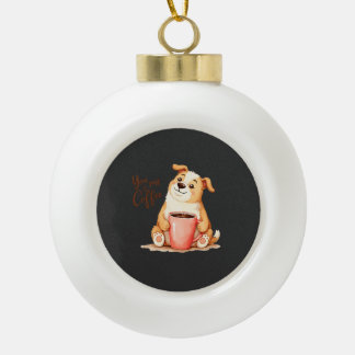 You & me Coffee - Schattige Corgi & Gezellige Brou Keramische Bal Ornament