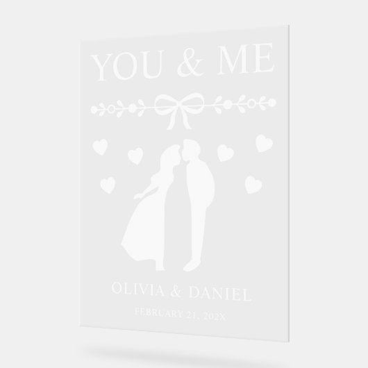 You & Me Custom Wedding Acryl Bord (Hoek)