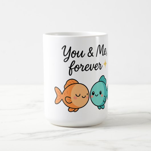 You & Me Forever Schattige Fish Couple Design Magische Mok (Midden)
