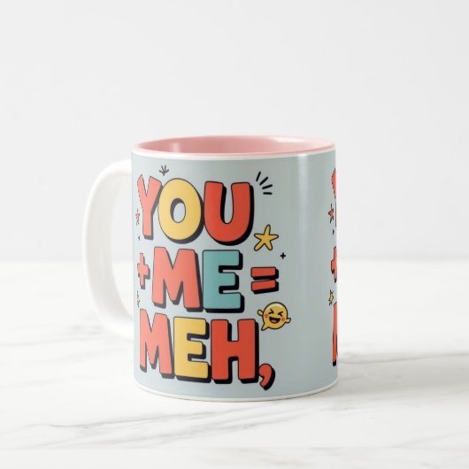 You + me = meh tweekleurige koffiemok (Voorkant links)