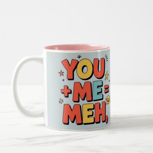 You + me = meh tweekleurige koffiemok (Links)