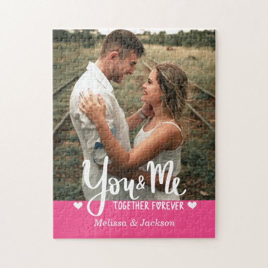 You & Me Samen Voor eeuwig Foto Roze Valentijn Legpuzzel (Verticaal)