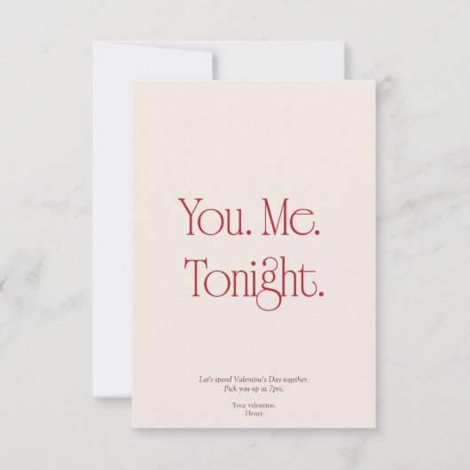 You. Me. Tonight. Valentine's Day Invitation Card Kaart (Voorkant)