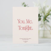 You. Me. Tonight. Valentine's Day Invitation Card Kaart (Staand voorkant)