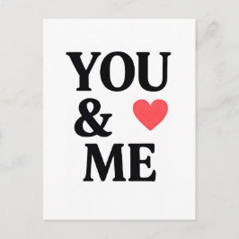 YOU & ME with Heart Minimal Valentine’s Day Typogr Briefkaart
