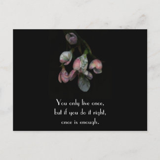 You Only Life Once - Motivational Floral Postcard Briefkaart