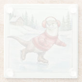 You Otter Be Skating, Glass Coaster Glazen Onderzetter (Achterkant)