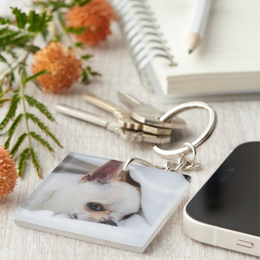 You pet dog puppy custom foto chihuahua sleutelhanger (Voorkant Rechts)