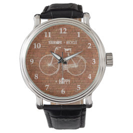 You Plus Bicycle Equals Happy Antique Red Bricks Horloge