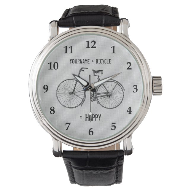 You Plus Fiets is gelijk aan Happy Pinstripe Wit G Horloge (Voorkant)