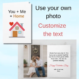 You Plus Me Equals Home Traditionele Valentijnskaa Kaart