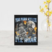 You Purr Kitten I'll Roar Cool Funny Alpha Wolf Me Kaart (Gele Bloem)