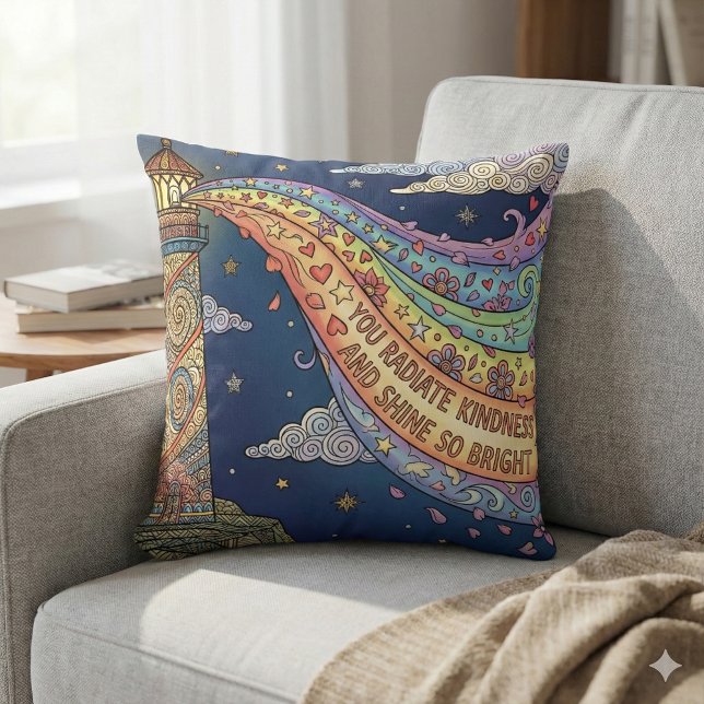 You Radiate Kindness Photo Throw Pillow Kussen (Empower someone special with this, "You radiate kindness and shine so bright" photo pillow!)